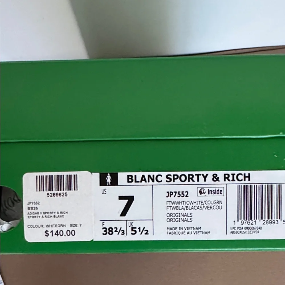 Adidas Blanc Sporty & Rich White and Green Sneakers with Gold Charm - Picture 7 of 7